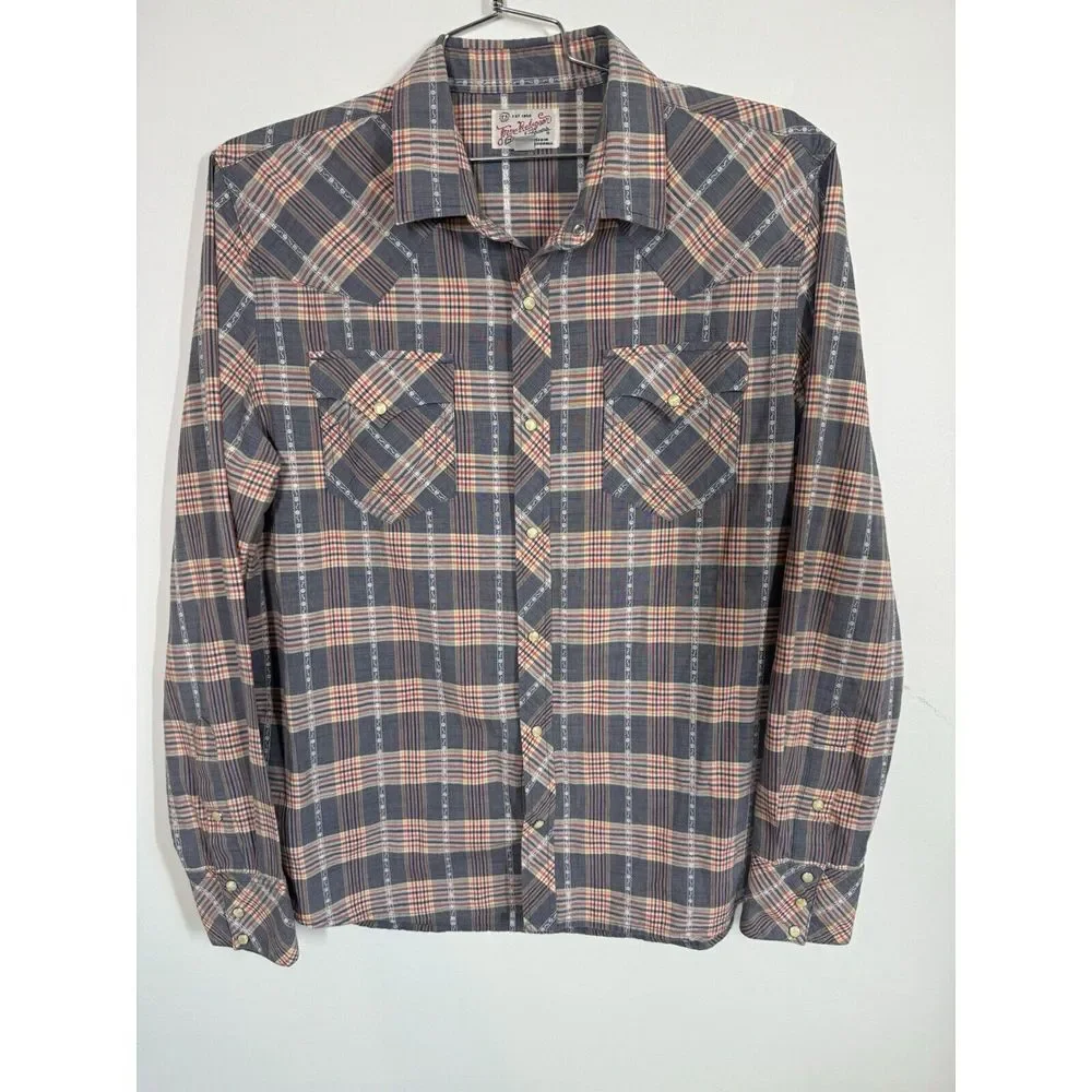 True Religion Multicolor‎ Plaid Horseshoe Western Pearl Snap Shirt Size XXXL